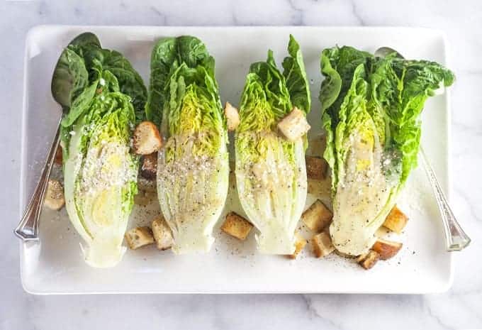 Little Gem Caesar Salad with Anchovies and Bread Crumbs