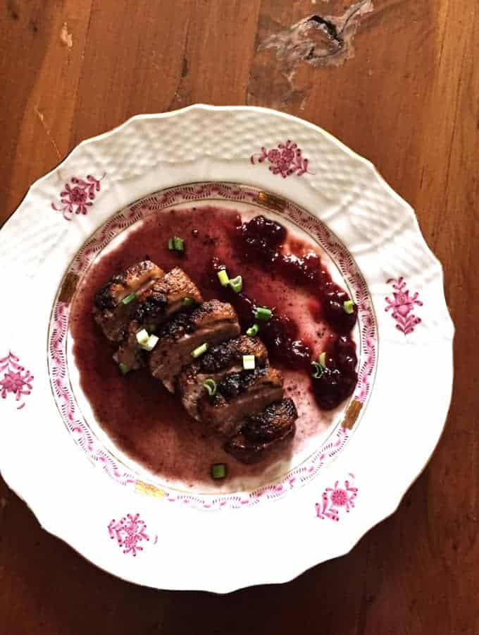 Bijouxs Little Jewels | Pan Seared Duck Breast with Five Spice, Port and Sour Cherry Compote