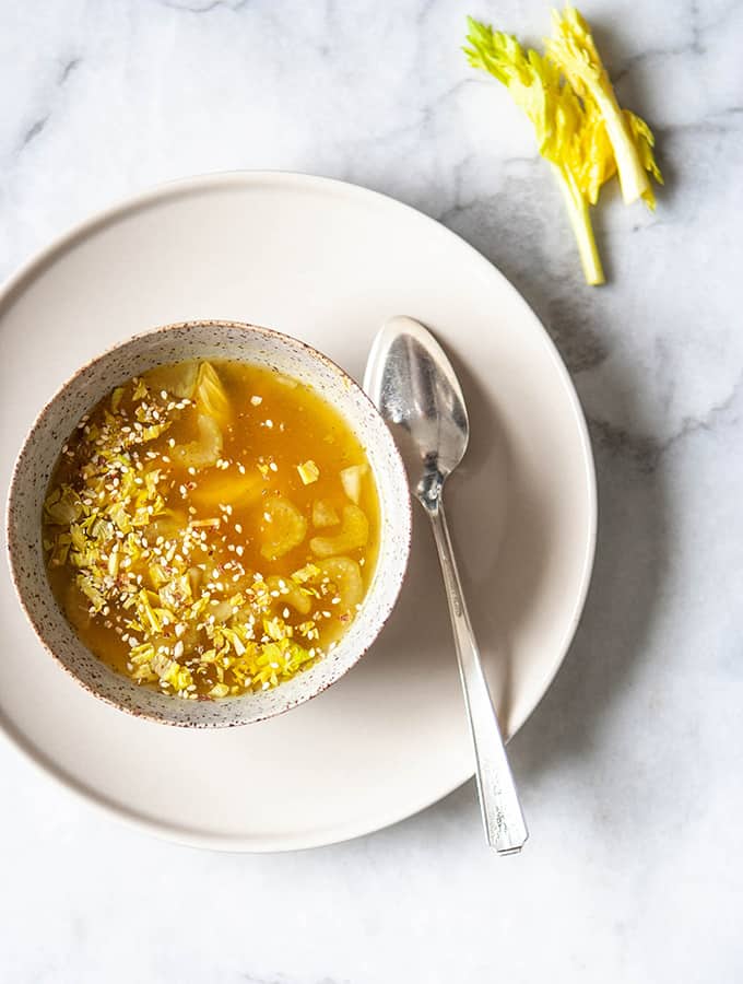 Wellness Turmeric Bone Broth with Ginger, Citrus & Herbs