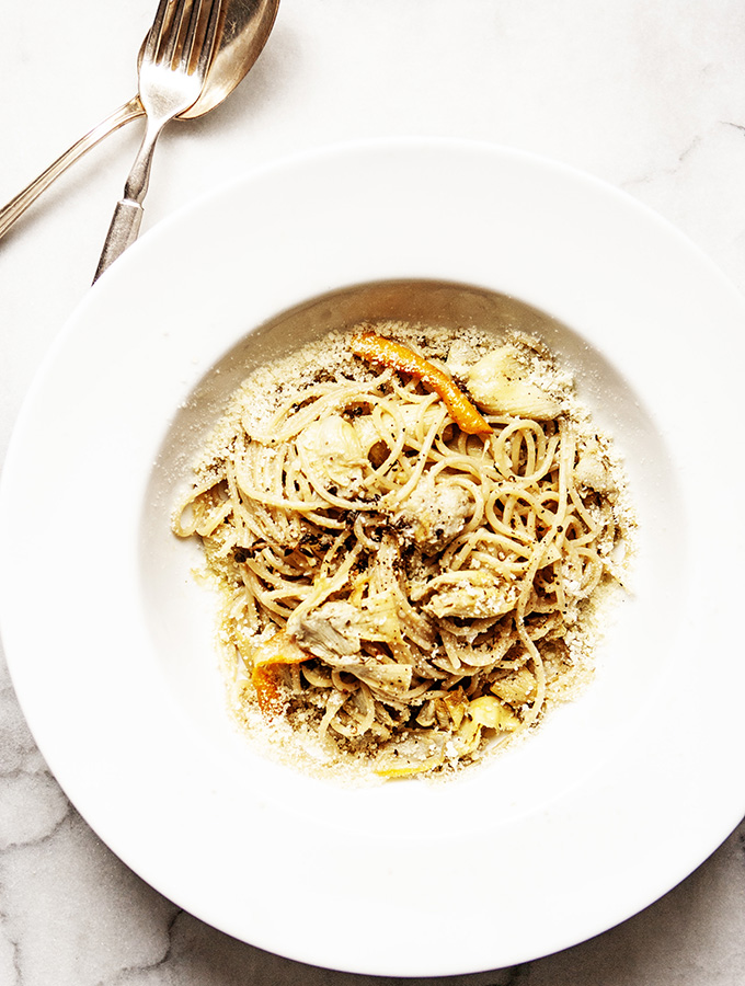 SPAGHETTI WIITH MARINATED ARTICHOKES | Bijouxs Little Jewels