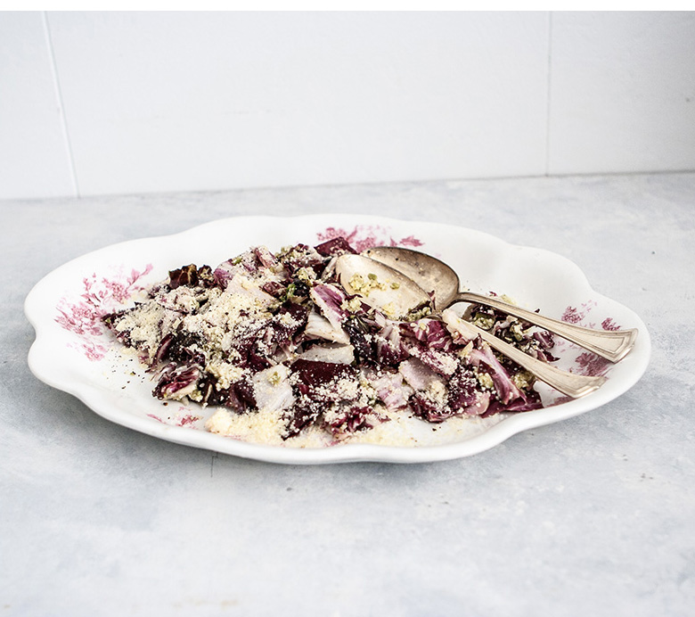 Radicchio Salad with Green Olive Dressing | Bijouxs Little Jewels 