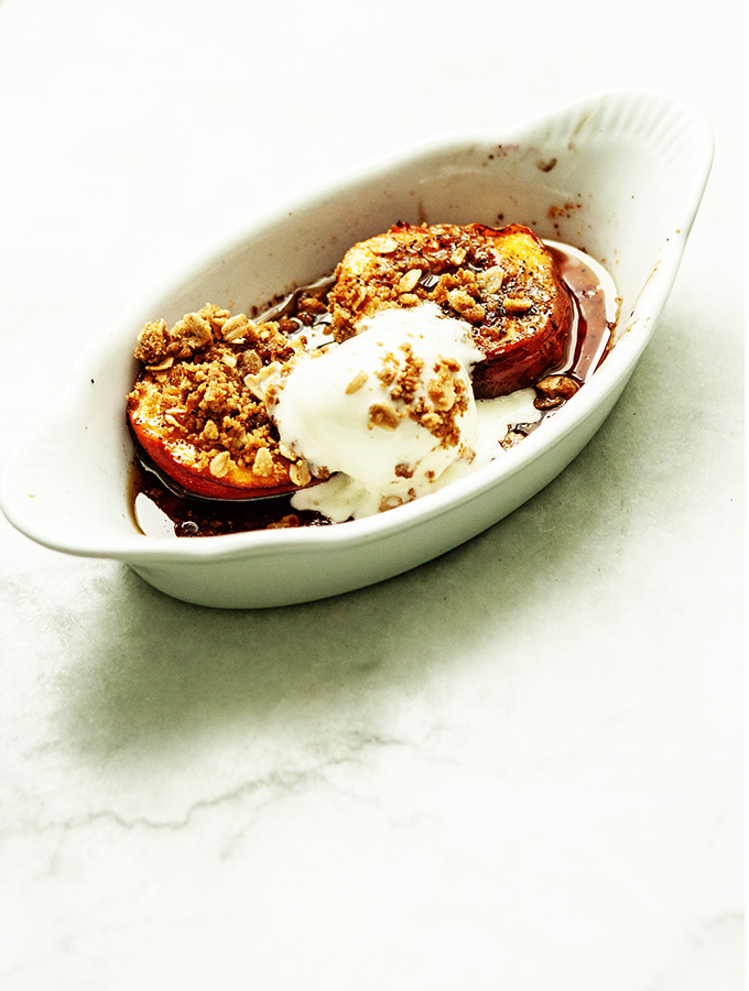 Brown Butter Sugar Baked Peaches & Salted Ginger Granola | Bijouxs Little Jewels