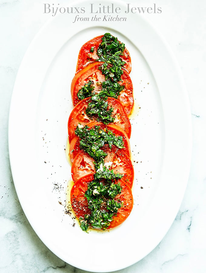 Tomato Salad with Parsley Vinaigrette | Bijouxs Little Jewels